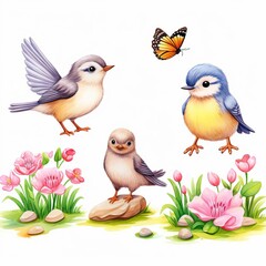 spring wildlife watercolor, animated spring wildlife watercolor