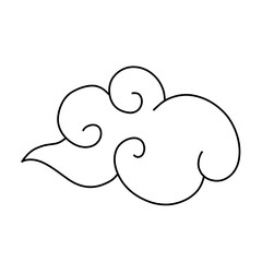 white chinese cloud with black line illustration flat style vector isolated on white and transparent background