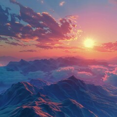 beautiful warm fresh . view of mountain on afternoon