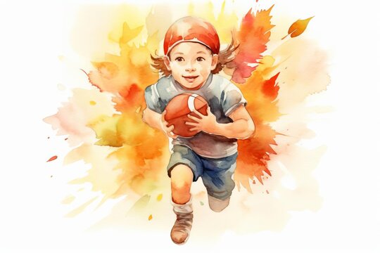Thanksgiving football watercolor, exciting Thanksgiving football watercolor