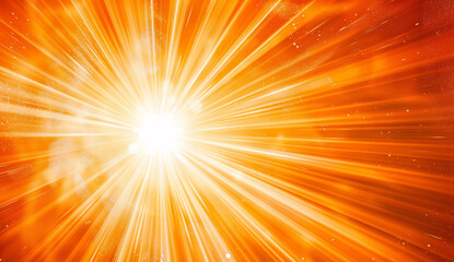 Fototapeta premium Light rays in an orange background, light beams radiating out from it.