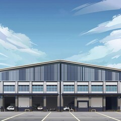 anime style . warehouse 
