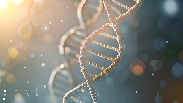 DNA double helix spiral structure in a scientific illustration