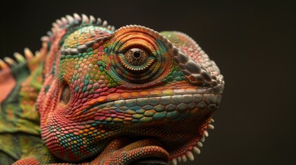 Obraz premium Colorful lizard on black background