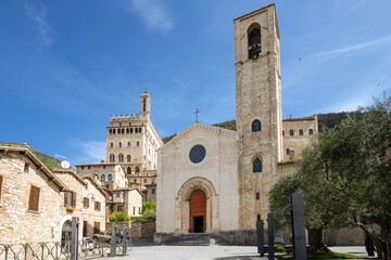 The 14th-century church of St. John the Baptist in the medieval center of Gubbio, Italy 