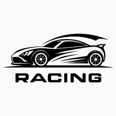 Racing car logo vector illustration isolated on a white background. Logotype racing car design.