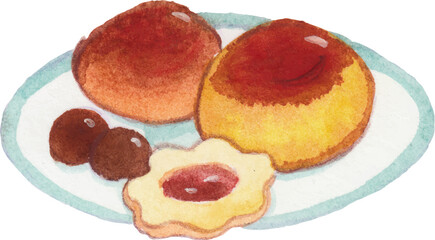 pastries and biscuits watercolor png