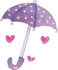 umbrella and hearts watercolor png