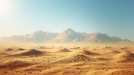 A desert with shifting sands revealing hidden technological ruins beneath, no contrast, clean sharp,clean sharp focus,blurred background
