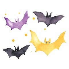 Halloween bats watercolor, flitting Halloween bats watercolor