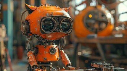 A workshop where people create their own mechanical pets, professional color grading,soft shadowns