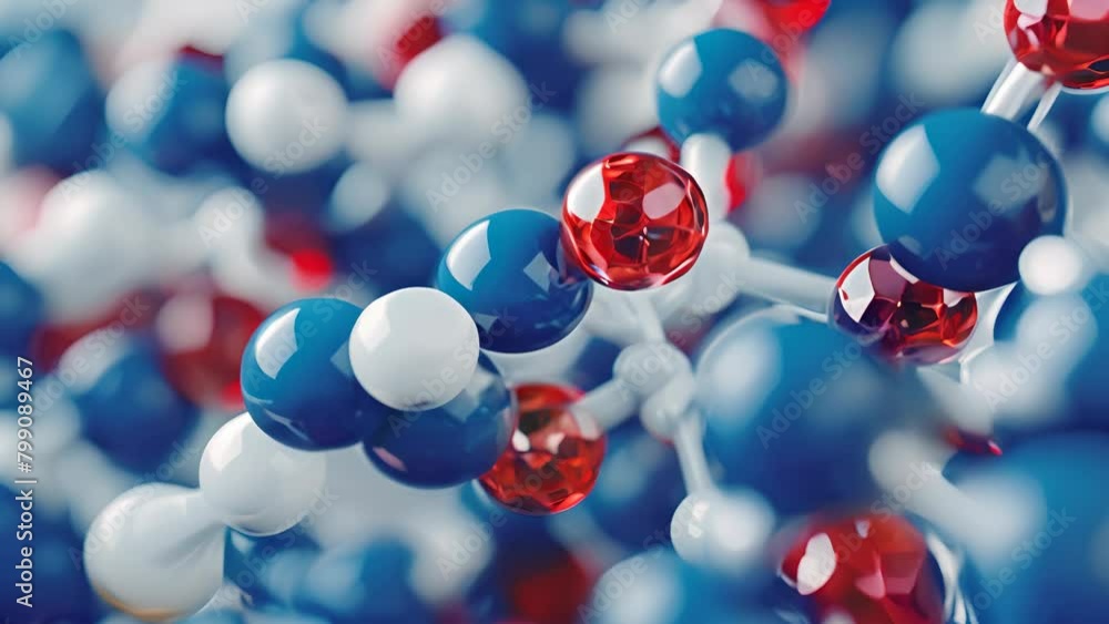 Aufkleber a close up of a bunch of small blue and white spheres with red dots in the middle. the spheres are a