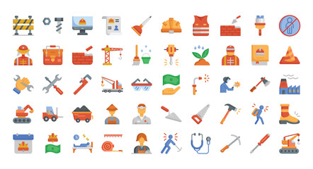 Labor Day Icons Bundle.Flat icons style. Vector illustration.
