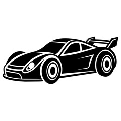 Racing car silhouette vector illustration isolated on white background. Logotype racing car design.