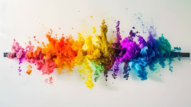 A colorful explosion of paint splatters on a white background. The colors are vibrant and the splatters are random, creating a sense of chaos and energy