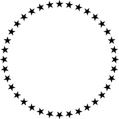 Stars of various sizes arranged in circle. Design element - Star circle vector. Black star shape. Vector illustration