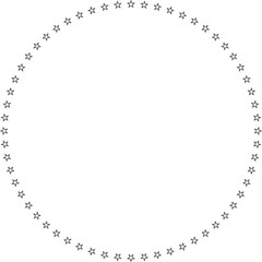 Stars of various sizes arranged in circle. Design element - Star circle vector. Black star shape. Vector illustration