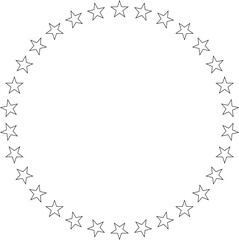 Stars of various sizes arranged in circle. Design element - Star circle vector. Black star shape. Vector illustration