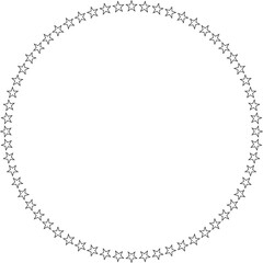 Stars of various sizes arranged in circle. Design element - Star circle vector. Black star shape. Vector illustration