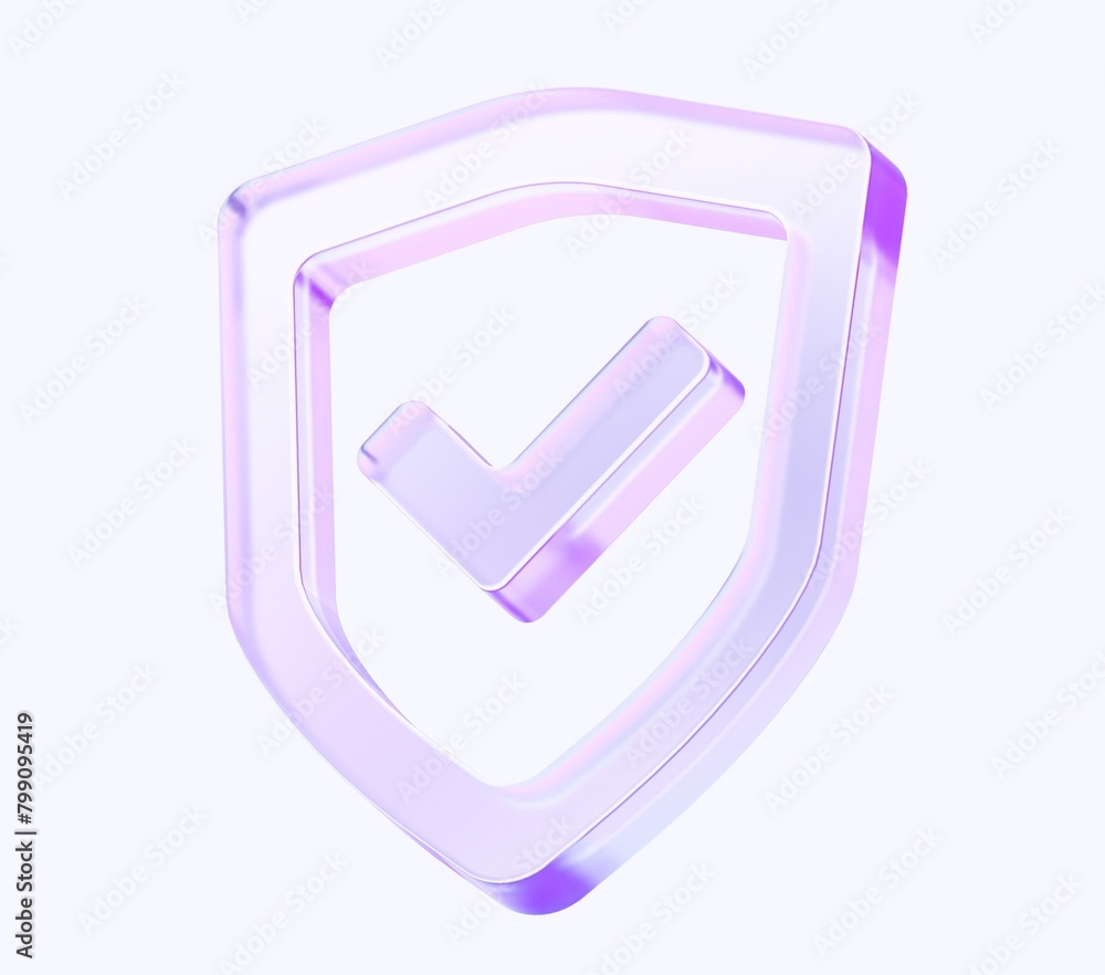 Fototapete shield icon with colorful gradient. 3d rendering illustration for graphic design, ui ux design, pres