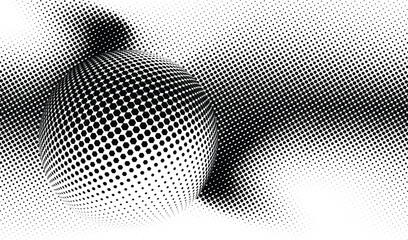 An abstract background featuring halftone dots and circles in monochrome sphere. A modern vector pattern suitable for posters, websites, flyer, pamphlet, annual report, interior design.