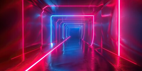 Pink and blue neon lights in a dark room