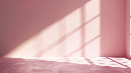 Pink room with sunlight shining through the window