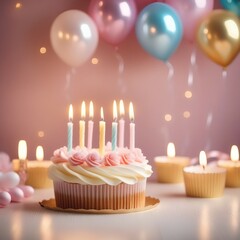 Celebration birthday cake with colorful sprinkles and twenty one colorful birthday candles 
