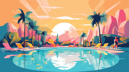 Pool party poster. Summer event festival vector col - obrazy, fototapety, plakaty