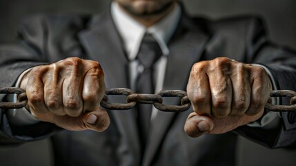 Break the chains with your fists and be free, Businessman