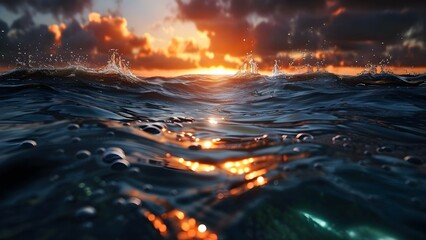 Sunlight filters through ocean water creating a serene and peaceful atmosphere. Concept Underwater Photography, Sunlight Filter, Serene Atmosphere, Peaceful Ocean Environment