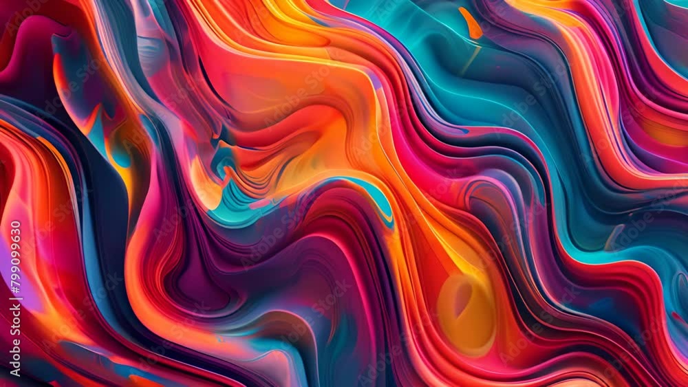 Poster a colorful painting with a wave-like pattern. the colors are bright and vibrant, creating a sense of