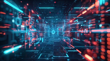 Obraz premium Futuristic Digital Data Tunnel Visualization 