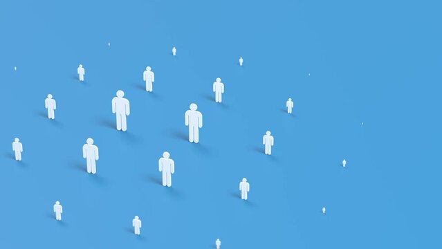 population exponential growth 3d animation. Can be used to represent demography density, market growth of human capital or overpopulated personnel	