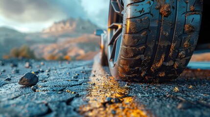 close up of car tires