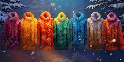 Burst of vibrant hues representing the different aspects of winter from the warmth of a snug sweater -, concept of Cool color palette