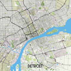 Detroit, Michigan, USA map poster art