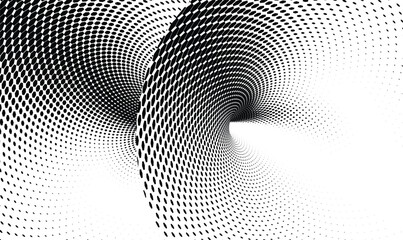 An abstract background featuring halftone dots and circles in monochrome, Visualizing a Gravitational Wormhole