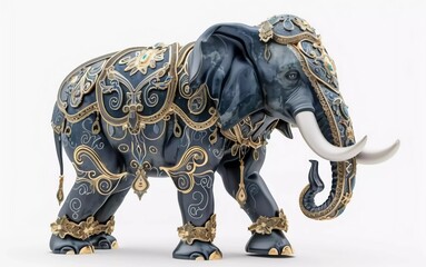 very beautiful fantasy elephant isolated on white 3d illustration