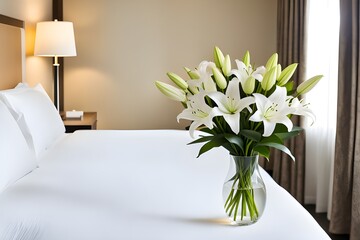 bouquet of white lily in a vase,