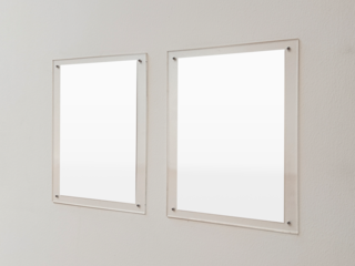 A4 Poster on acrylic frame png mockup blank poster 