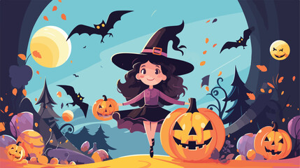 Poster of Happy Halloween childish party vector fla