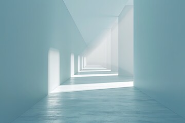 Luminous Passage: Minimalist Corridor in Blue and White