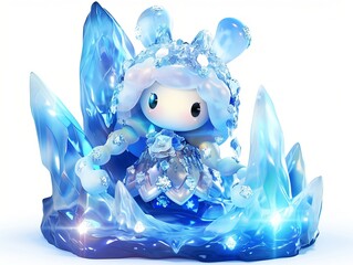 Cute ice queen character - obrazy, fototapety, plakaty