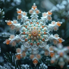 Fotobehang Fractal illustration depicting a snowflake © AnGi