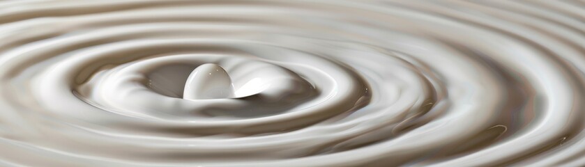 Fototapeta premium Macro shot of a milk droplet creating ripples as it hits the surface, showcasing detailed texture and motion,