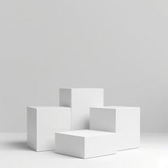 3d rendering of four white cubes on a white background