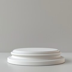 3d rendering of a white podium on a grey background