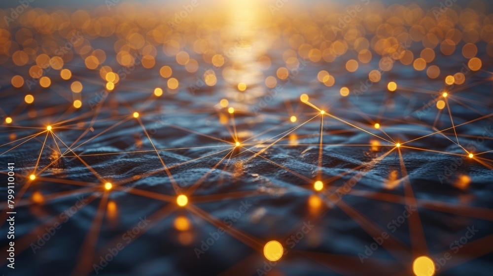 Poster a network of interconnected lines and shapes symbolizing a strong safety system or a supportive comm