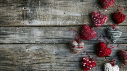 Celebrate the essence of love with charming Valentine s Day and Mother s Day concepts Picture a delightful Valentine s Day postcard adorned with joyful hearts set against a rustic wooden ba